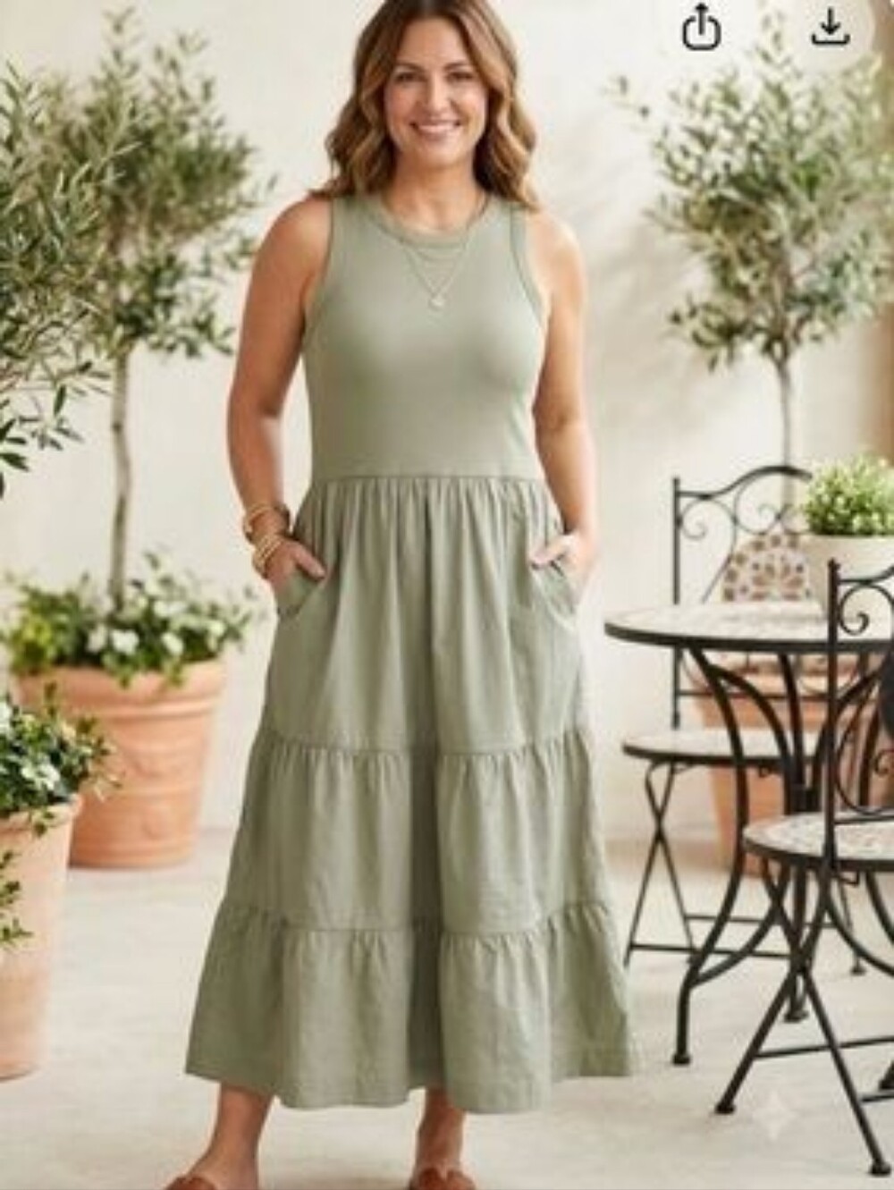Maurices Tiered Tank Dress Olive Green 3x